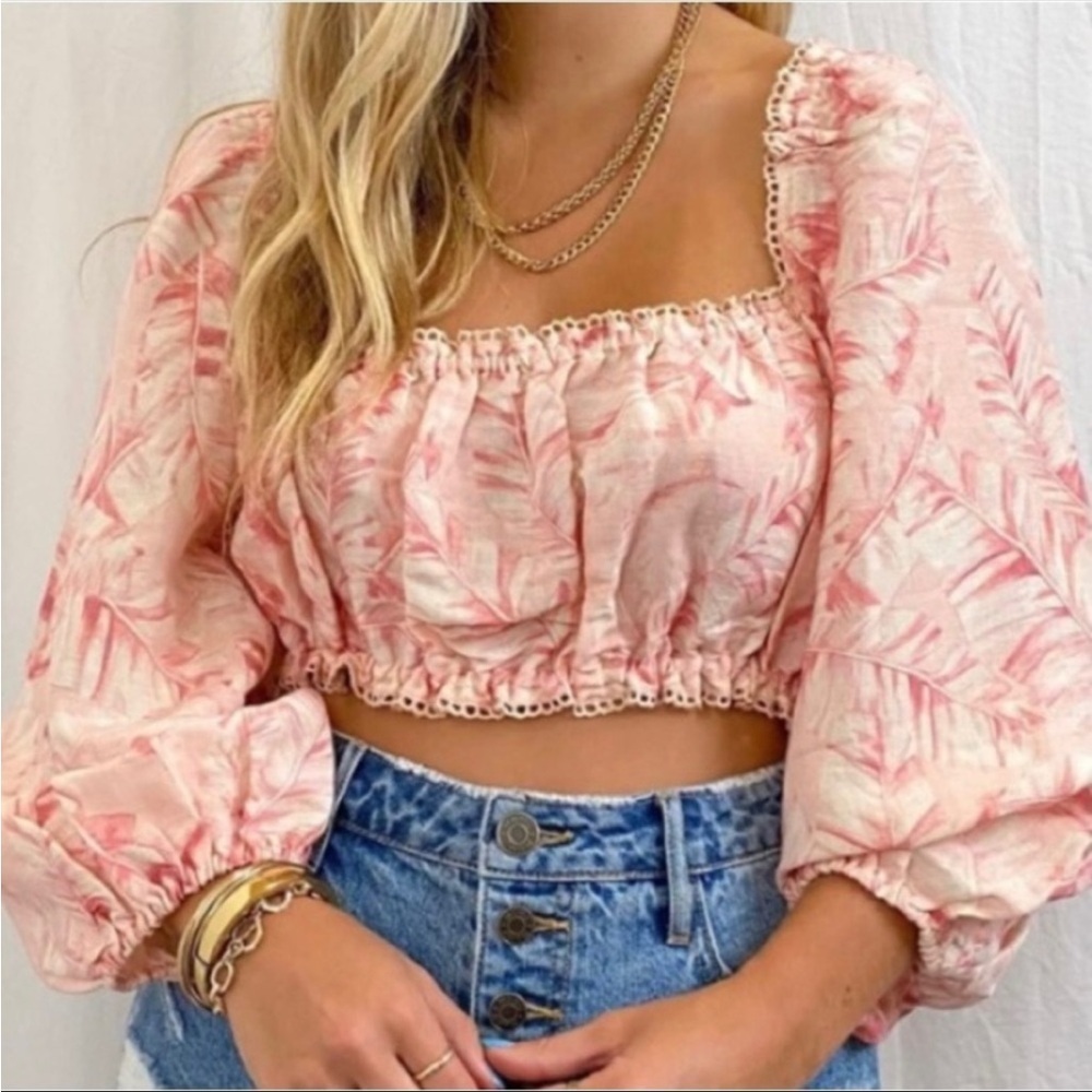 Show Me Your Mumu Pink Floral Crop Top